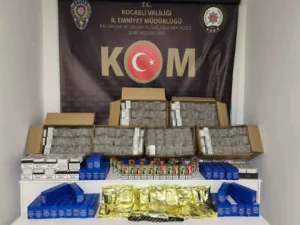 Kocaeli’de polis ekiplerince iki iş yerine düzenlenen operasyonda 68 bin