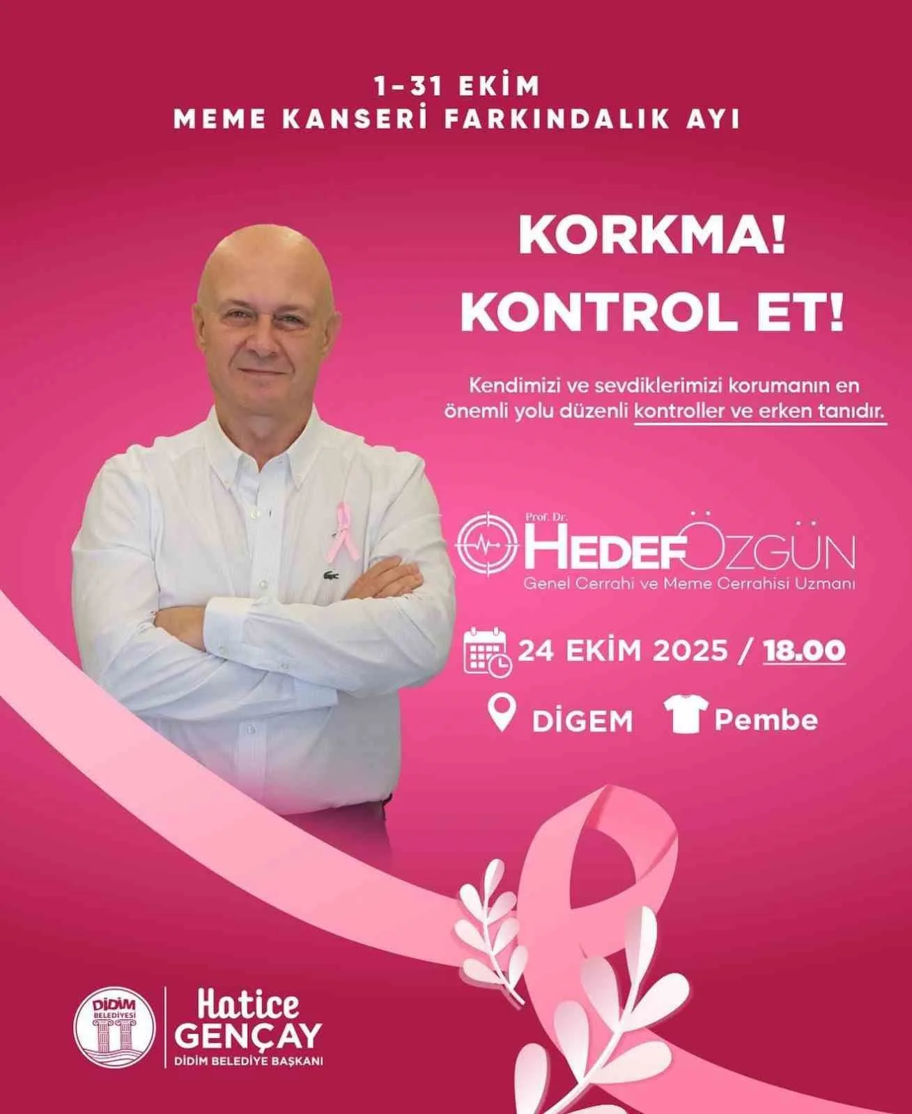 1-31 Ekim Meme Kanseri Farkındalık Ayı kapsamında, Didim Belediyesi tarafından