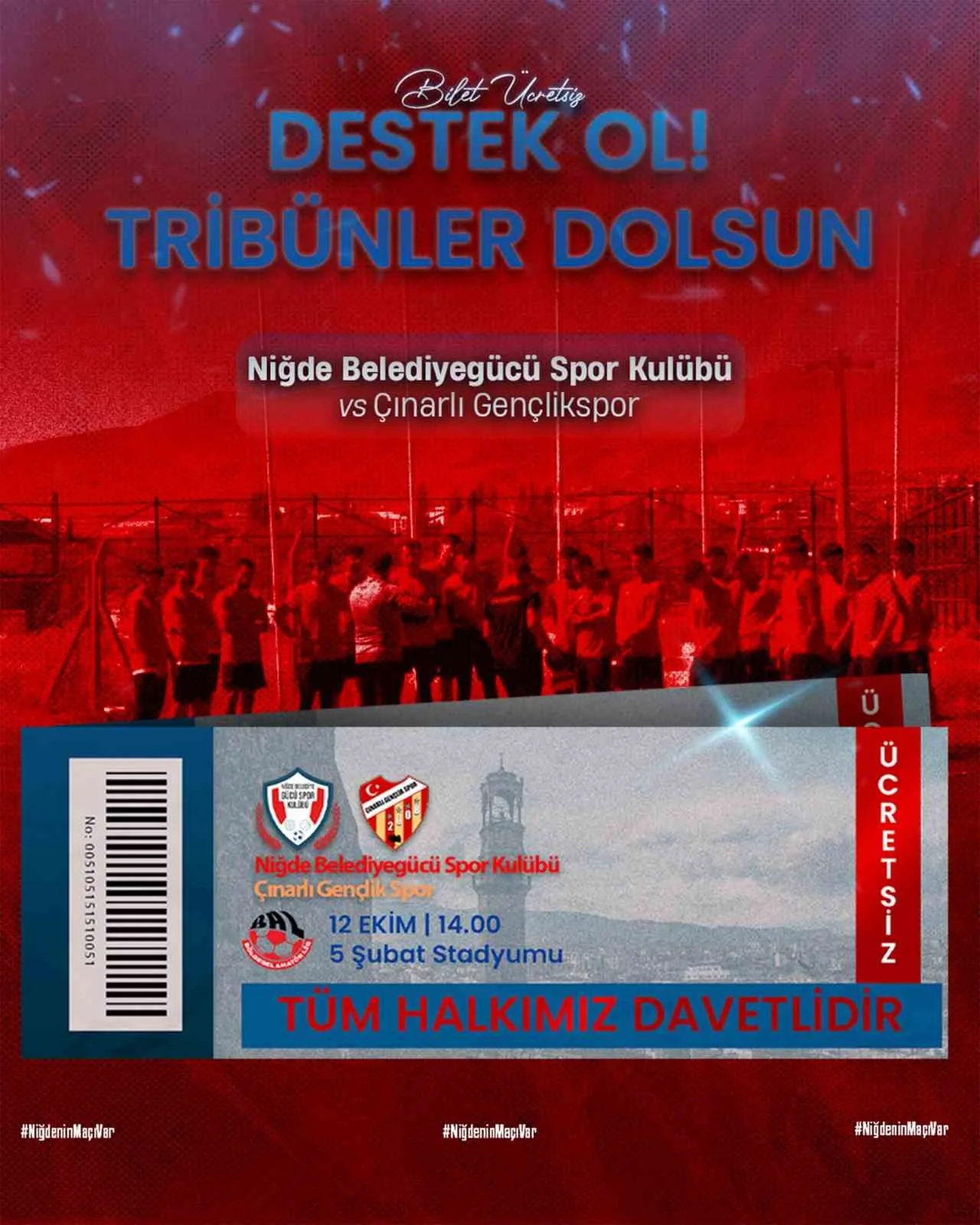 Bölgesel Amatör Lig’de (BAL) mücadele eden Niğde Belediyegücü Futbol Takımı,