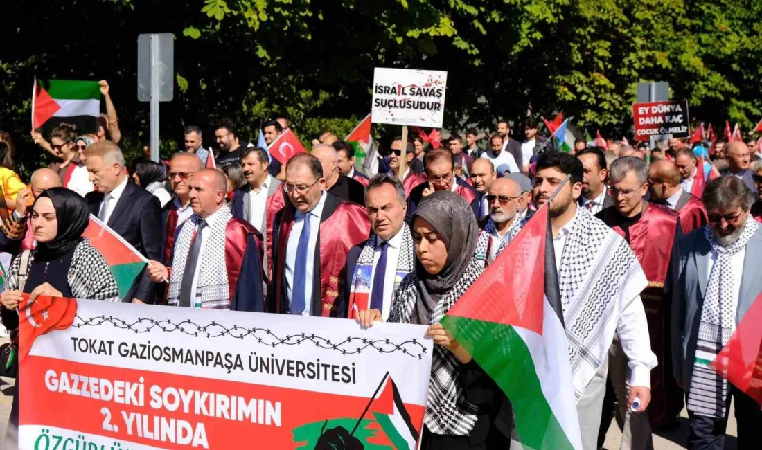 Tokat Gaziosmanpaşa Üniversitesi öğrencileri ve akademisyenleri, Gazze’deki soykırımın 2’nci yılı