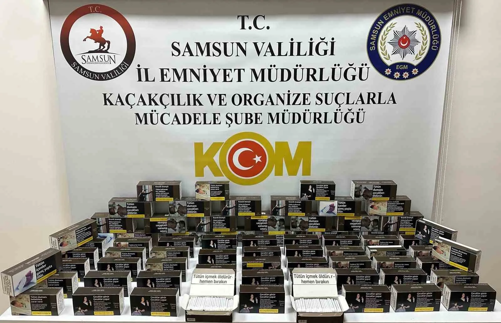 Samsun polis ekiplerince düzenlenen operasyonda 15 bin kaçak makaron ele