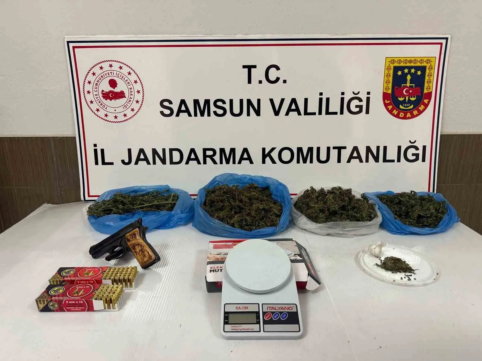 Samsun’un Çarşamba ilçesinde yapılan operasyonlarda esrar, skunk bitkisi, sentetik hap