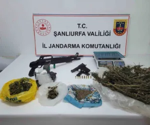Şanlıurfa’da jandarma ekipleri tarafından belirlenen adrese düzenlenen operasyon sonucu uyuşturucu