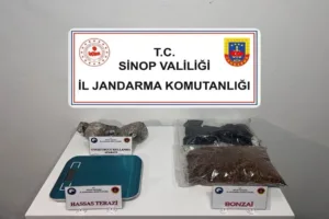 Sinop İl Jandarma Komutanlığı tarafından yapılan adli aramada 174,13 gram