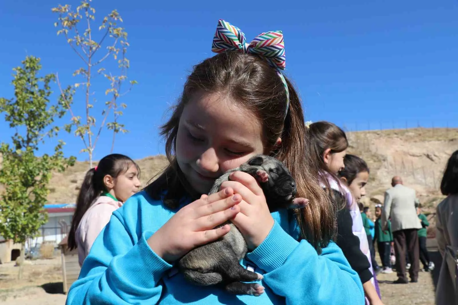 Sivas’ın simgesi ve Türkiye’nin milli değeri olan kangal köpekleri, ilkokul