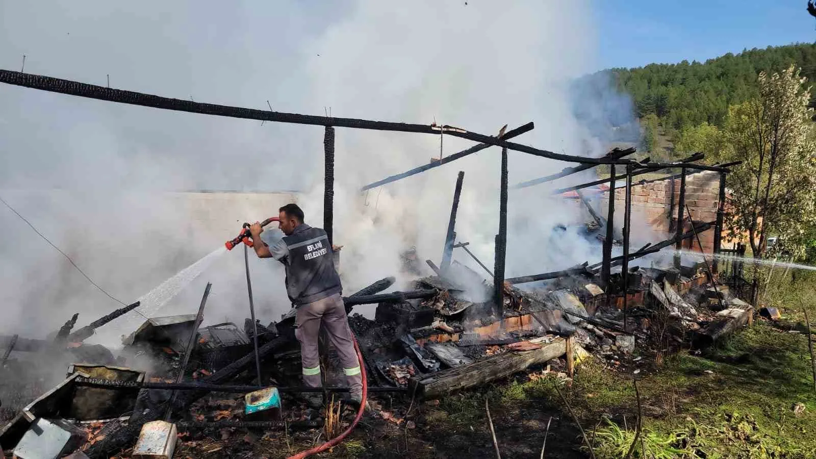Karabük’ün Eflani ilçesinde çıkan yangında 36 kovan arı telef oldu.