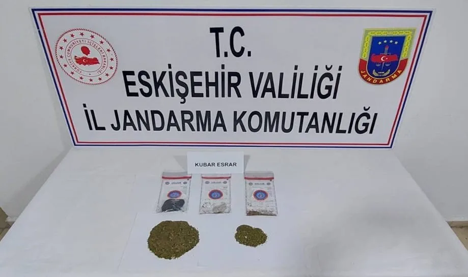 Eskişehir’de jandarma ekiplerince yol kontrolünde durdurulan bir aracın içerisindeki 6