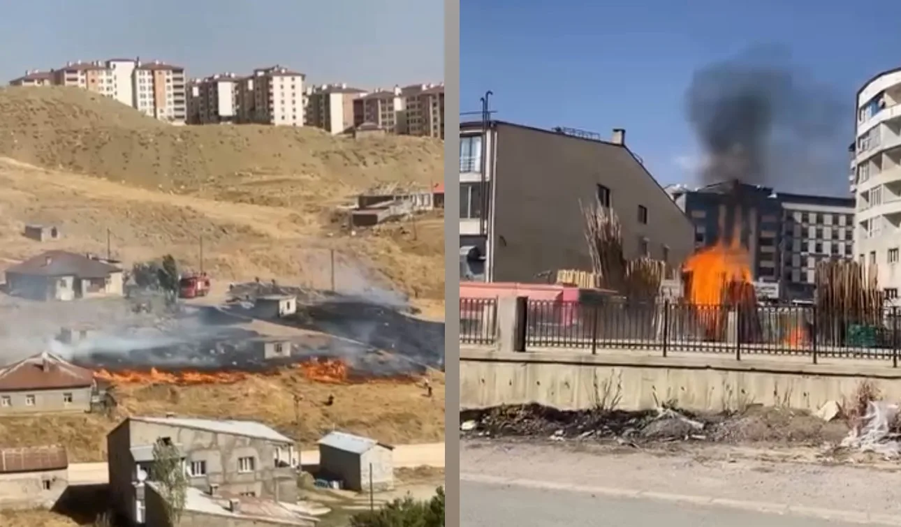Hakkari’nin Yüksekova ilçesindeki iki farklı mahallede çıkan yangın, itfaiye ekiplerinin