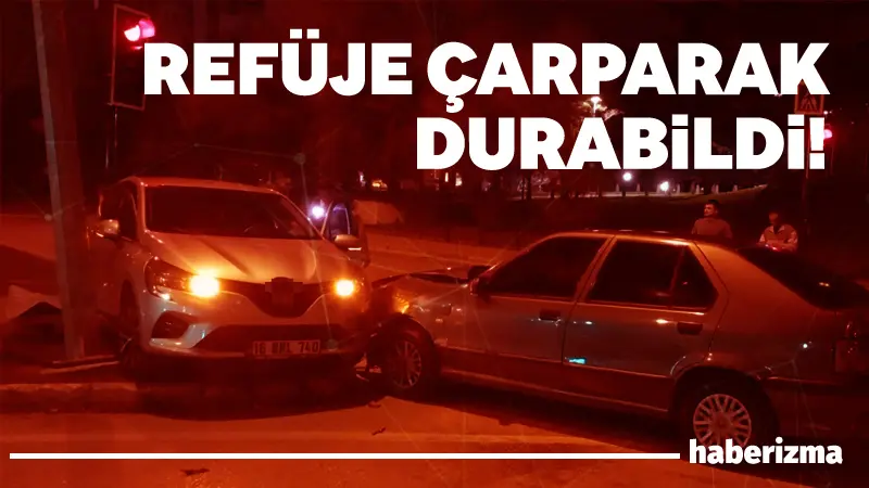 Bursa’da sola dönüş yapmak istediği sırada kontrolden çıkan bir otomobil