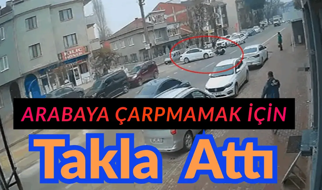 Bursa’nın İnegöl ilçesinde motosikletin devrildiği kazada sürücü yaralandı, kaza anı