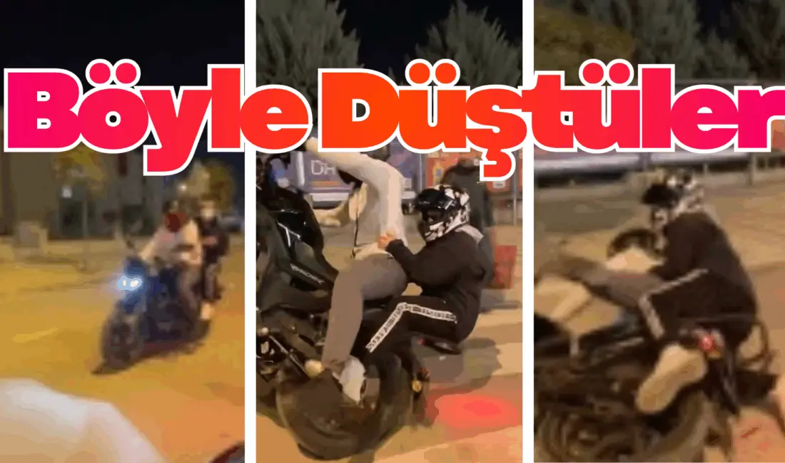 İnegöl de seyir halindeyken motosikletin önünü kaldırmak isteyen genç sürücü