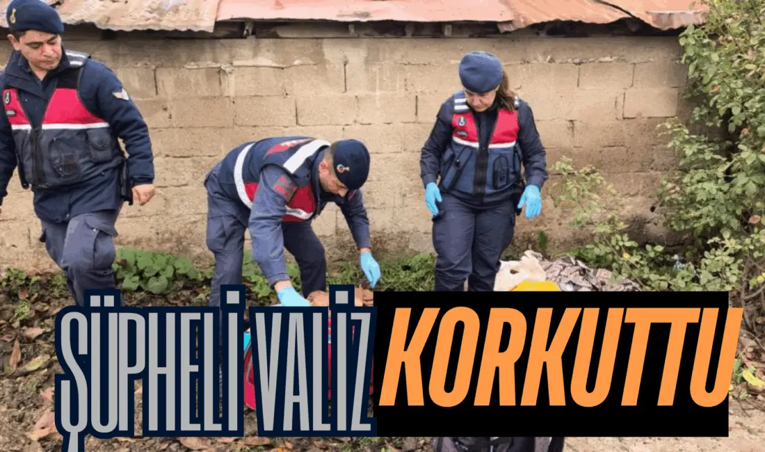 İnegöl İsaören de yol kenarına bırakılan iki valiz ve bir