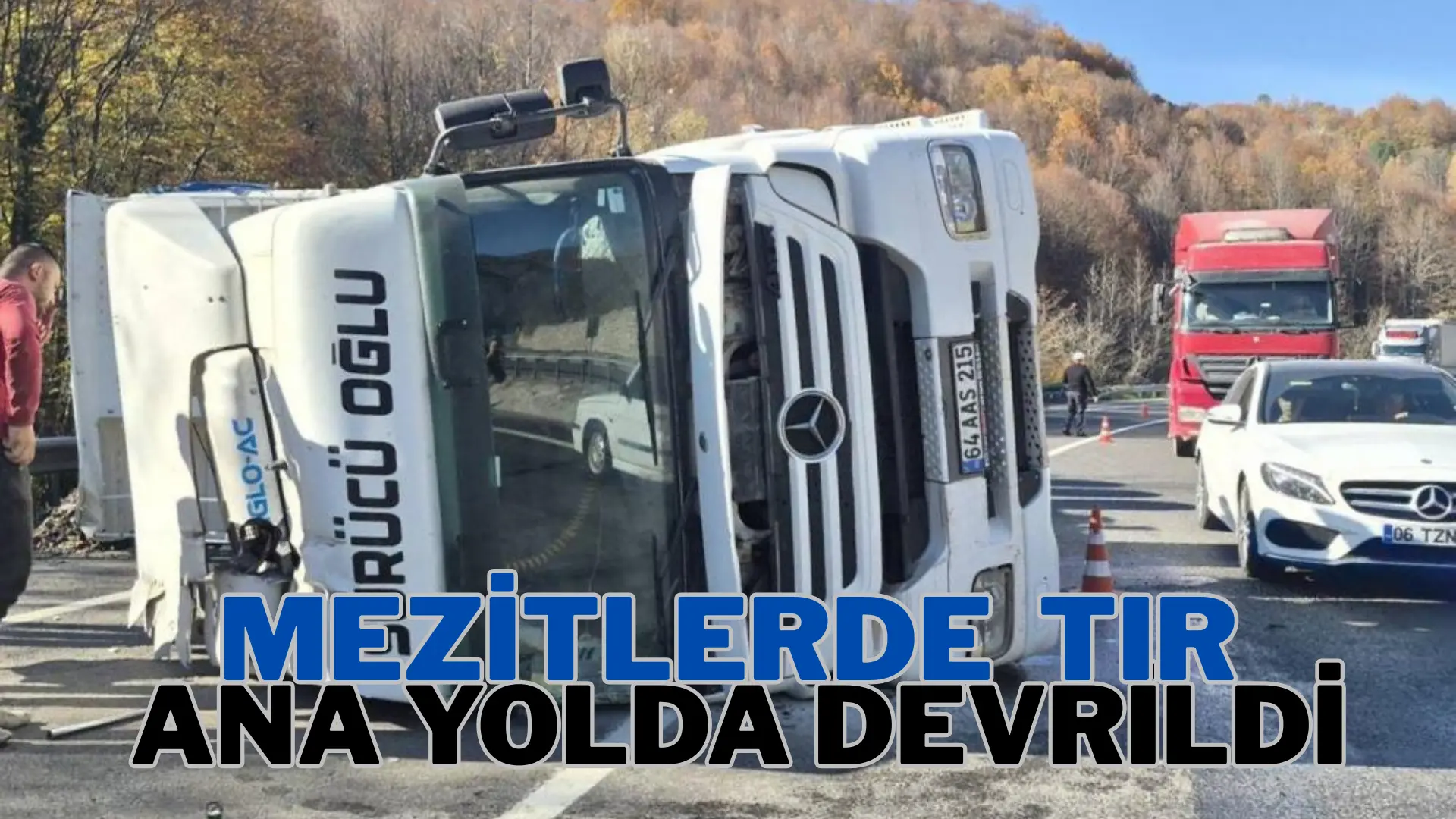 Bursa’nın İnegöl ilçesinde meydana gelen kazada kontrolden çıkan tır devrildi,