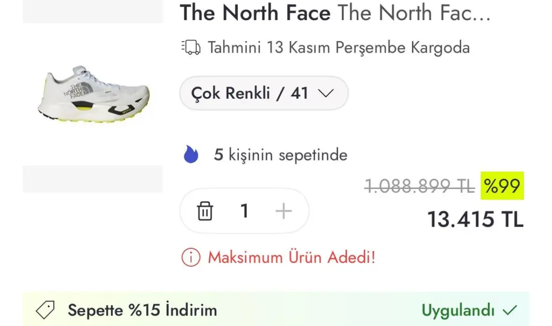 Bir online alışveriş sitesinde ayakkabının fiyatı 1 milyon 88 bin lira