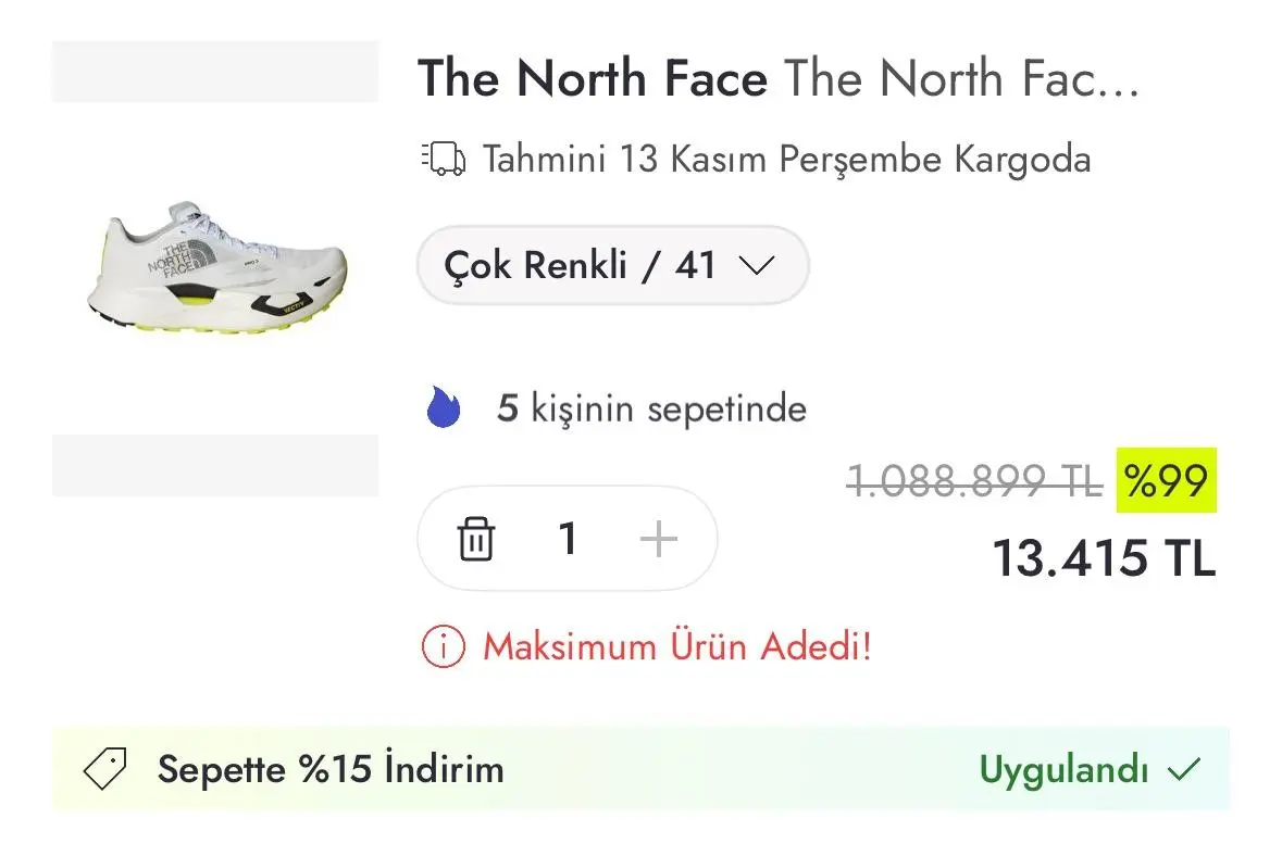 Bir online alışveriş sitesinde ayakkabının fiyatı 1 milyon 88 bin lira