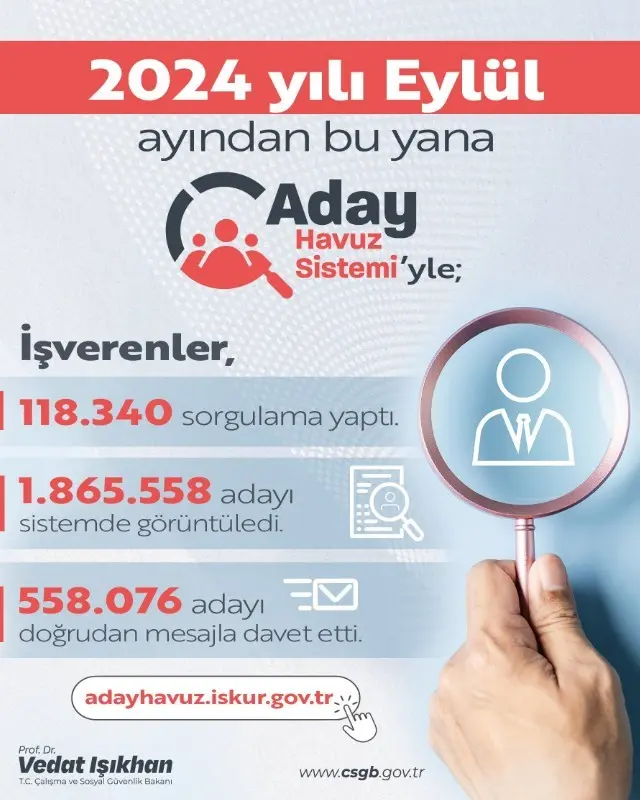 Çalışma ve Sosyal Güvenlik Bakanı Vedat Işıkhan, iş arayan ve