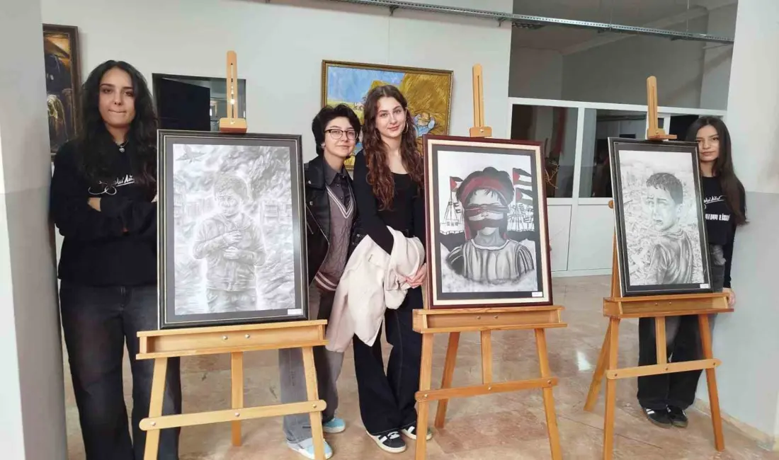 Bursa Zeki Müren Güzel Sanatlar Lisesi öğrencilerinin hazırladığı sergi, Gazze’deki