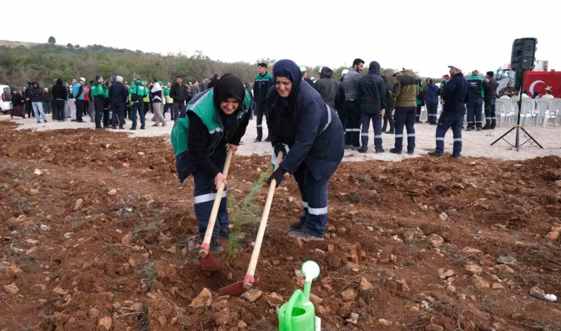 Bursa’nın İnegöl ilçesinde Milli ağaçlandırma seferberliği kapsamında binlerce fidan toprakla