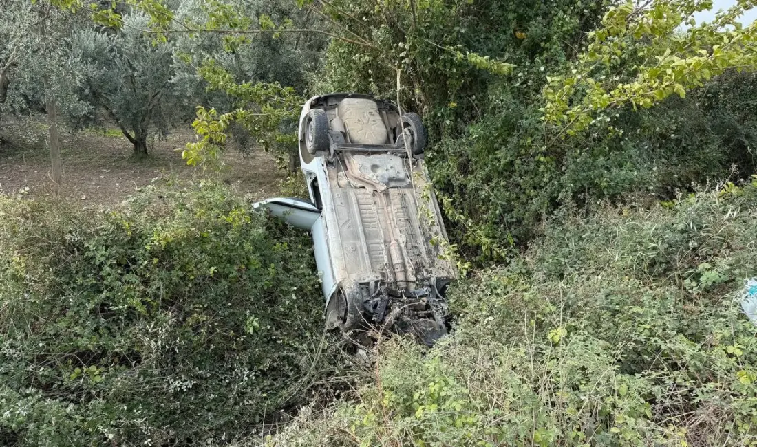 Bursa’nın İznik ilçesinde sollama yapmak isteyen otomobil sürücüsü, direksiyon hakimiyetini
