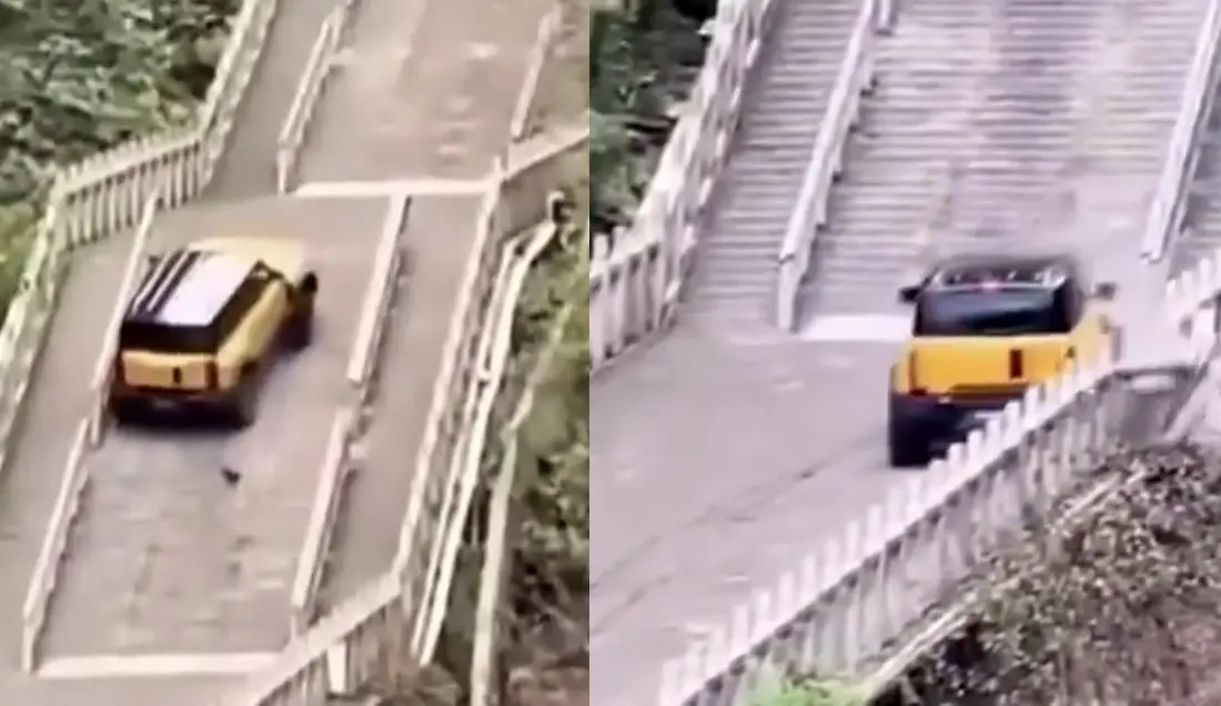 Çin’de tanıtım amacıyla Tianmen Dağı’nın 999 merdivenini tırmanmaya çalışan Çinli