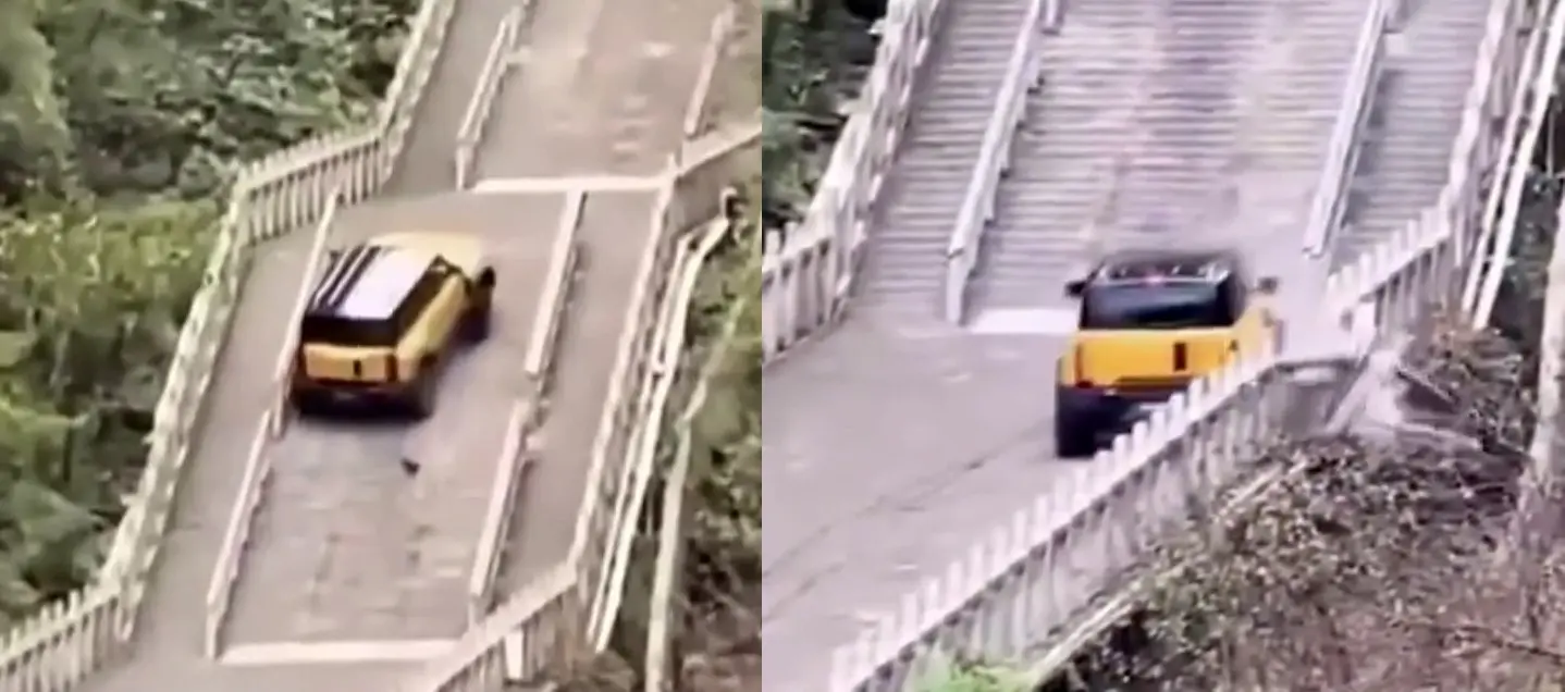 Çin’de tanıtım amacıyla Tianmen Dağı’nın 999 merdivenini tırmanmaya çalışan Çinli