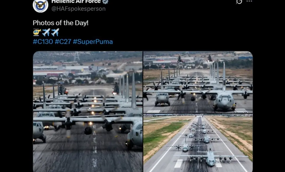 Yunanistan Hava Kuvvetleri, sosyal medya hesabı üzerinden yaptığı C130 kargo