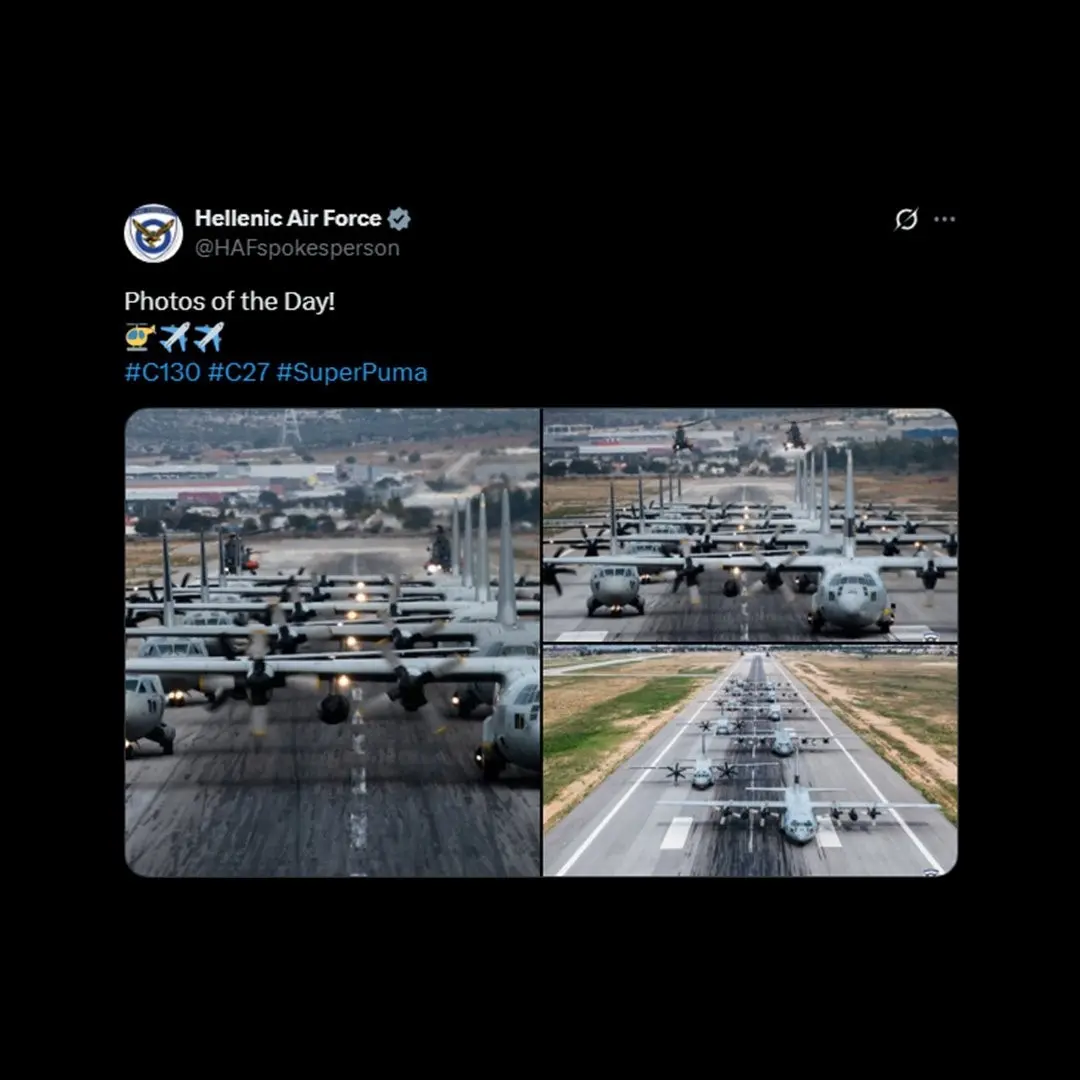 Yunanistan Hava Kuvvetleri, sosyal medya hesabı üzerinden yaptığı C130 kargo
