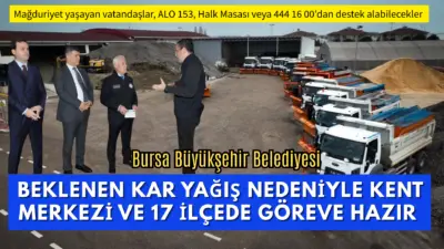 Bursa Büyükşehir Belediyesi, kentte etkili olması beklenen soğuk ve kar