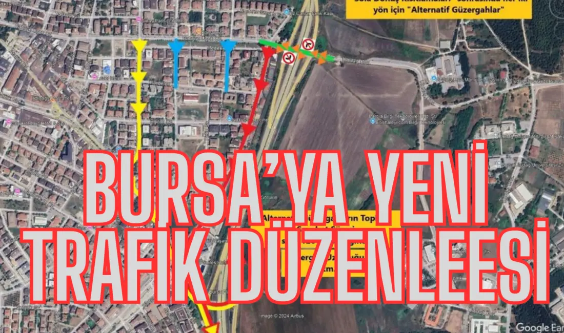 Bursa’da Görükle bağlantı kavşağında yoğunluğu azaltmak amacıyla Doğu-Batı yönünde sola
