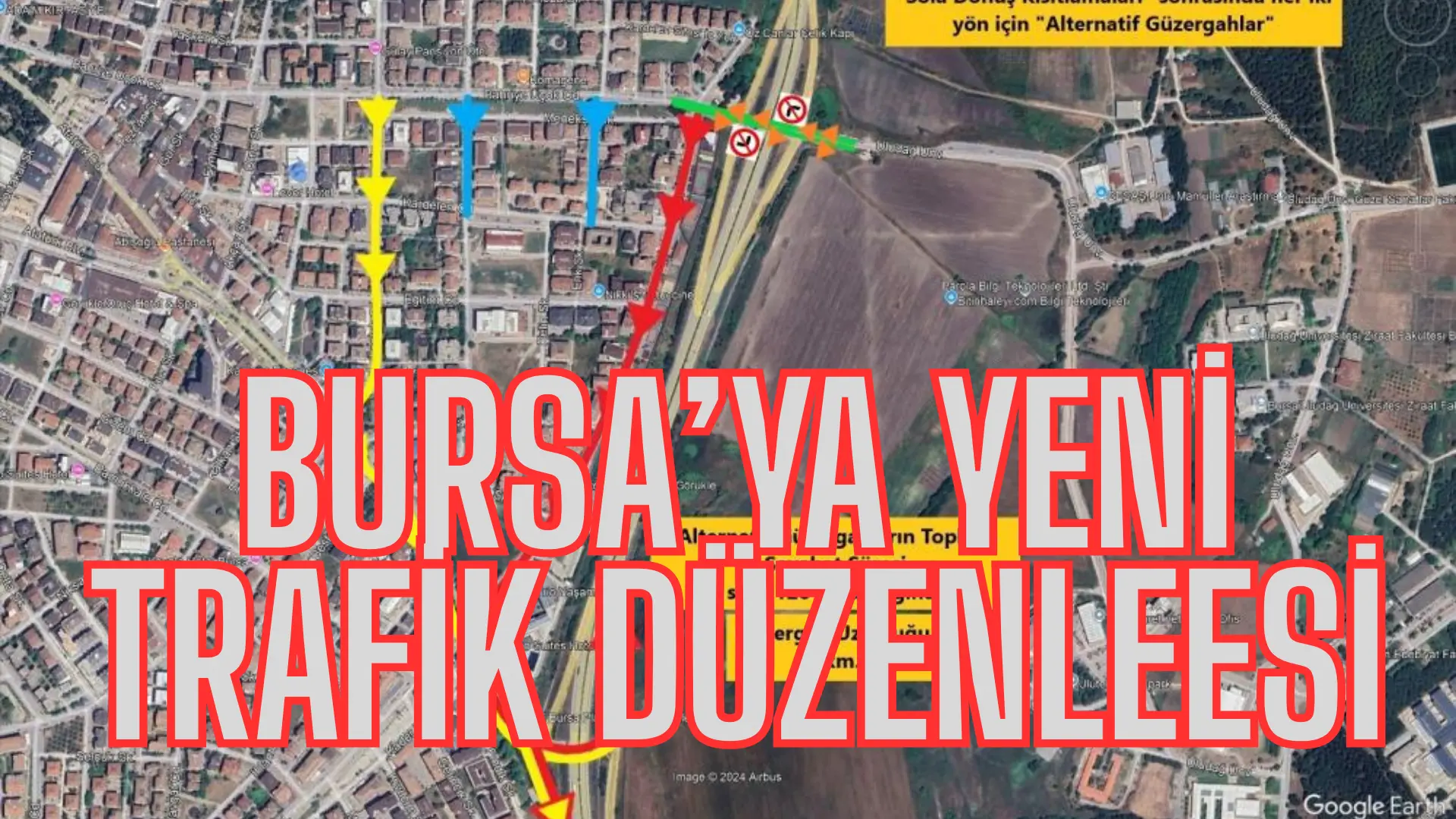 Bursa’da Görükle bağlantı kavşağında yoğunluğu azaltmak amacıyla Doğu-Batı yönünde sola