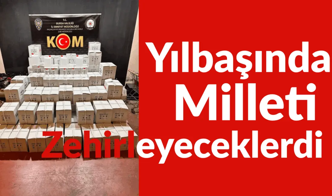 Bursa’da polis ekipleri tarafından düzenlenen operasyonda sahte içki yapımında kullanılan