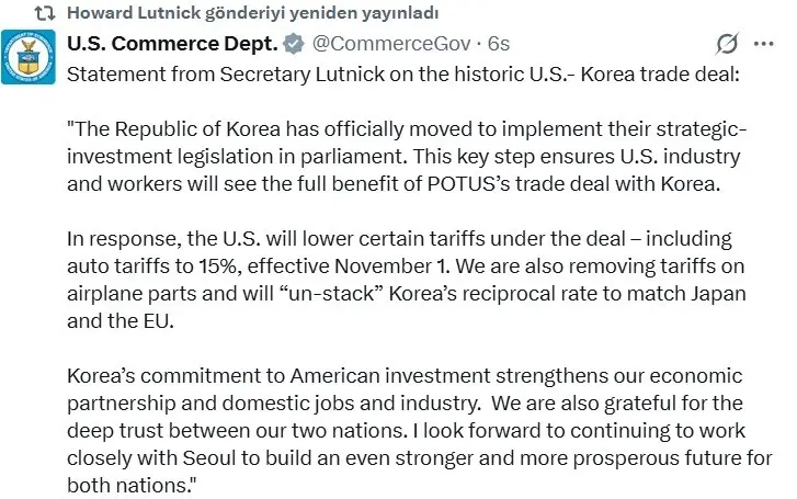 ABD Ticaret Bakanı Howard Lutnick, ikili ticaret ve yatırım anlaşması