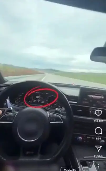 Bursa’da aşırı hız yaptığı görüntüleri sosyal medyada paylaşan sürücü, jandarma