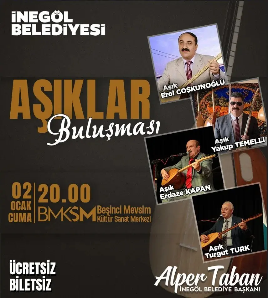 İnegöl Belediyesi, yeni yılın ilk kültür sanat organizasyonunda Aşık Buluşmasına