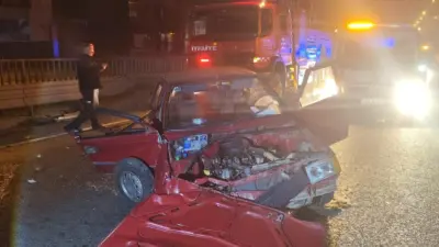 Bursa’nın İnegöl ilçesinde meydana gelen kazada kontrolden çıkan otomobil üst