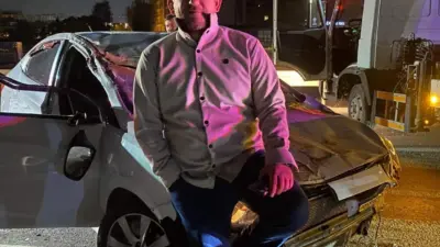 Bursa’nın Mudanya ilçesinde kazadan burnu bile kanamadan kurtulan araç sürücüsü,