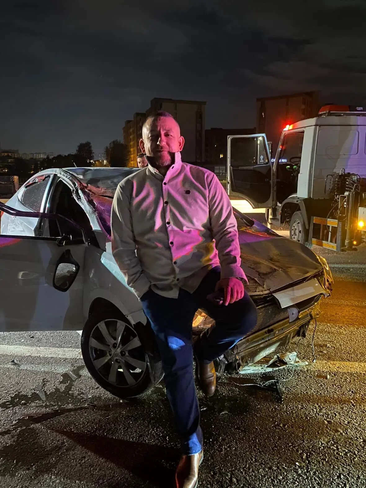 Bursa’nın Mudanya ilçesinde kazadan burnu bile kanamadan kurtulan araç sürücüsü,