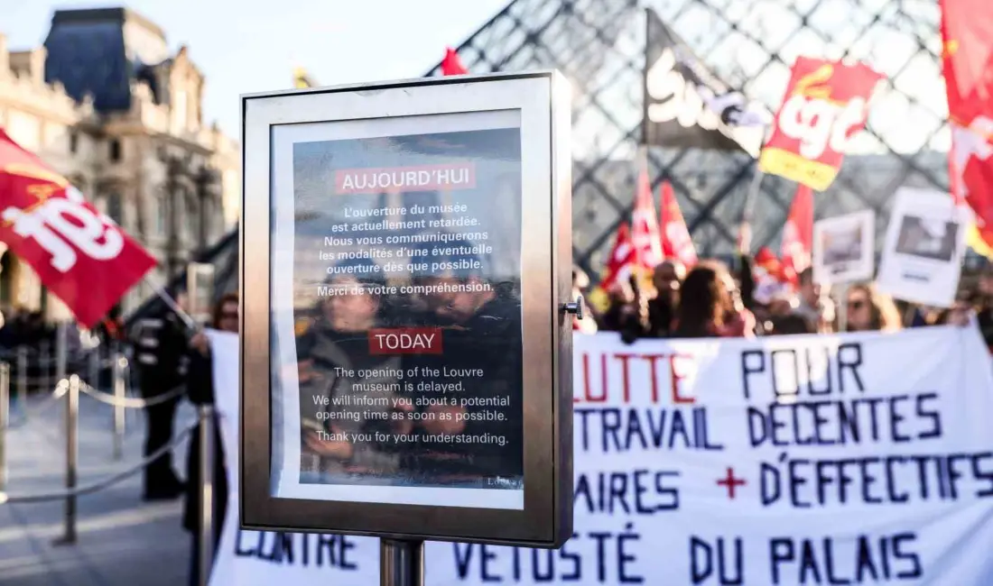 Fransa’nın başkenti Paris’teki ünlü Louvre Müzesi çalışanları, personelin maaş ve