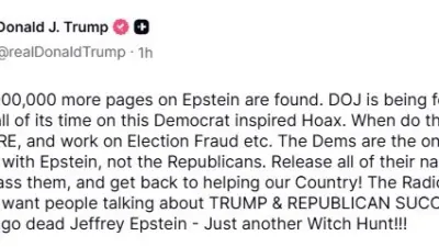 ABD Başkanı Donald Trump, ABD Adalet Bakanlığı’nın tüm zamanını “Epstein”