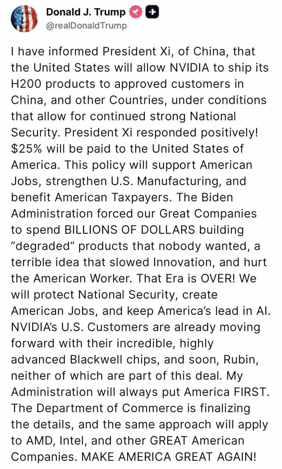 ABD Başkanı Donald Trump, yüksek teknoloji ürünü bazı çiplerin Çin