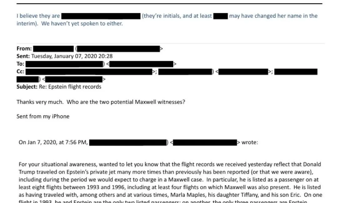 ABD Adalet Bakanlığı’nca yeni yayımlanan Epstein belgelerinde yer alan e-postaya