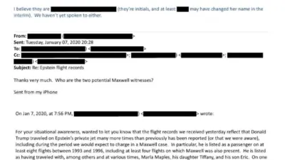 ABD Adalet Bakanlığı’nca yeni yayımlanan Epstein belgelerinde yer alan e-postaya