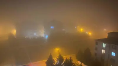 Bursa’nın Yenişehir ilçesinde akşam saatlerinde etkili olan yoğun sisten dolayı