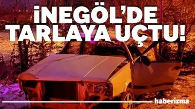 Bursa’nın İnegöl ilçesinde meydana gelen tek taraflı kazada, tarlaya alana