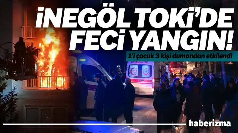 Bursa’nın İnegöl ilçesinde bir apartman dairesinde çıkan yangında, 1’i çocuk