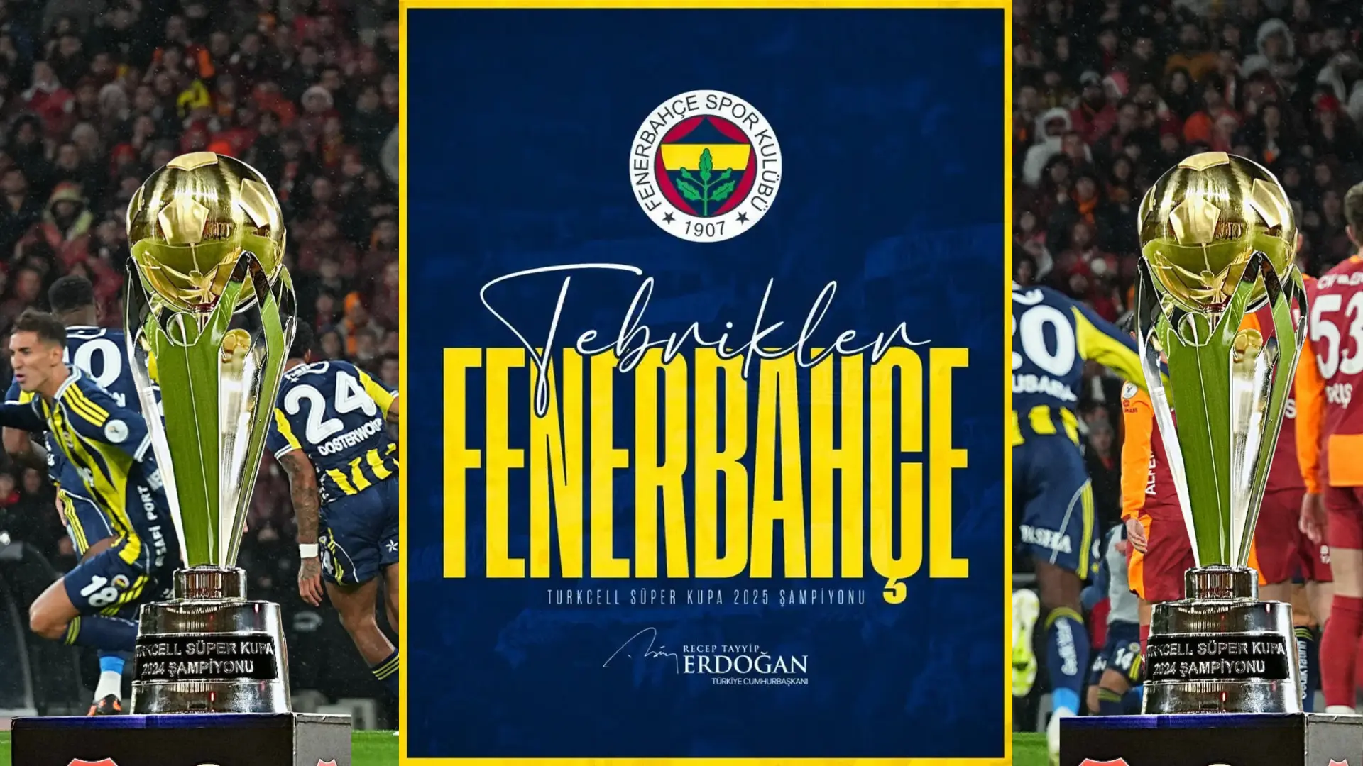 Cumhurbaşkanı Recep Tayyip Erdoğan, Süper Kupa 2025 final maçında Galatasaray’ı