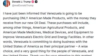 ABD Başkanı Donald Trump, Venezuela’nın kendileri ile yapılacak petrol anlaşmasından