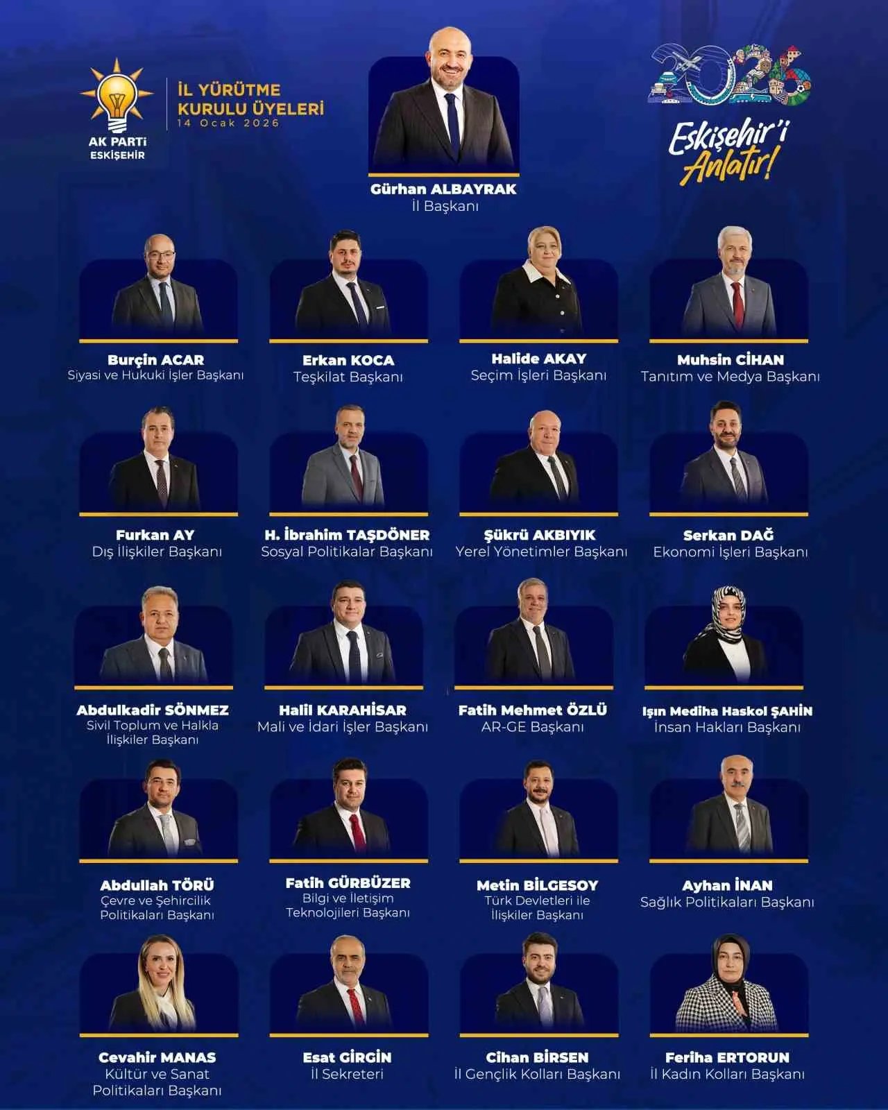 AK Parti Odunpazarı ve Tepebaşı ilçe başkanlıklarına yapılan atamaların ardından