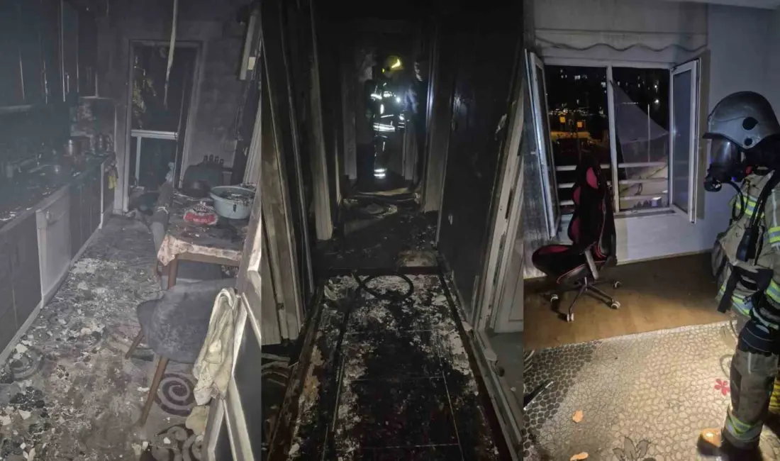 Bursa’nın İnegöl ilçesinde bir apartman dairesinde çıkan yangında mahsur kalan