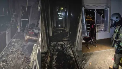 Bursa’nın İnegöl ilçesinde bir apartman dairesinde çıkan yangında mahsur kalan
